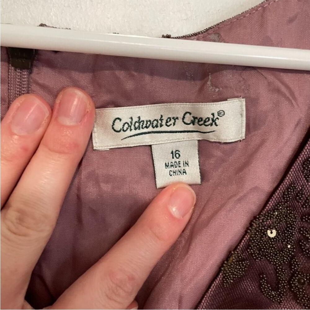 COLDWATER CREEK Purple Plum Mauve Beaded Sequin Embellished Dress - Picture 3 of 14